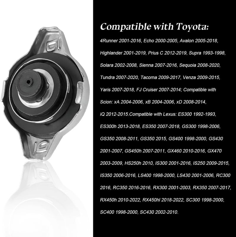HZEL Car Radiator Cap, OEM#16401-31650 Stainless Steel Vehicle Coolant Reservoir Tank Cover Replacement, Automobile Radiator Cover Accessories, Compatible with Avalon Venza ES300h GS350 - Image 4
